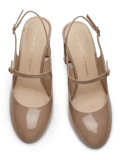 Stuart Weitzman Women's Babette Patent Leather Mary Jane Pumps - Fawn | Thumbnail 4 Stuart Weitzman Women's Babette Patent Leather Mary Jane Pumps - Fawn | Thumbnail 4