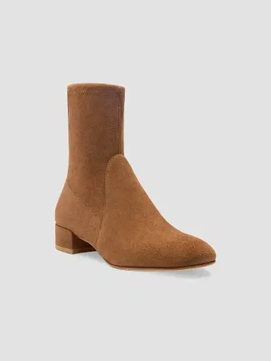 Stuart Weitzman Women's Bacari 25MM Suede Ankle Boots - Toasted Almond | Thumbnail 2 Stuart Weitzman Women's Bacari 25MM Suede Ankle Boots - Toasted Almond | Thumbnail 2