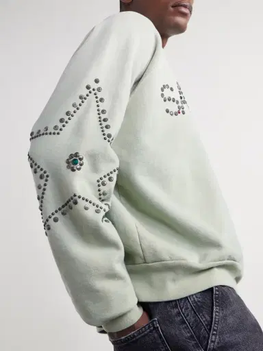 Satoshi Nakamoto Distressed Studded Cotton-Jersey Sweatshirt - Men | Thumbnail 5 Satoshi Nakamoto Distressed Studded Cotton-Jersey Sweatshirt - Men | Thumbnail 5