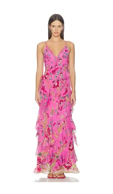 Camilla Asymmetrical Ruffle Slip Dress | Thumbnail 1 Camilla Asymmetrical Ruffle Slip Dress | Thumbnail 1