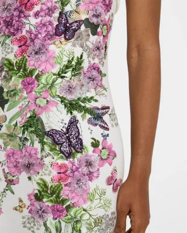Badgley Mischka Collection Strapless Floral-Print Applique Midi Dress | Thumbnail 5 Badgley Mischka Collection Strapless Floral-Print Applique Midi Dress | Thumbnail 5