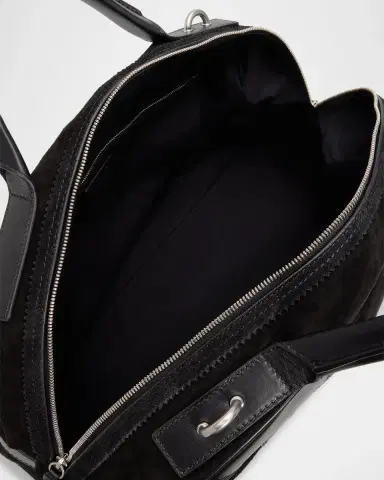 Dries Van Noten Men's Suede and Leather Duffel Crossbody Bag | Thumbnail 4 Dries Van Noten Men's Suede and Leather Duffel Crossbody Bag | Thumbnail 4