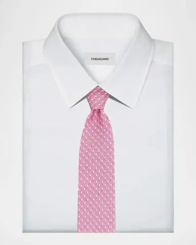 Ferragamo Men's Varenne Horse and Gancio Silk Tie | Thumbnail 2 Ferragamo Men's Varenne Horse and Gancio Silk Tie | Thumbnail 2