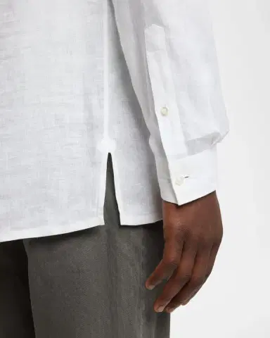 Zegna Men's Oasi Linen Stand-Collar Button-Down Shirt | Thumbnail 5 Zegna Men's Oasi Linen Stand-Collar Button-Down Shirt | Thumbnail 5