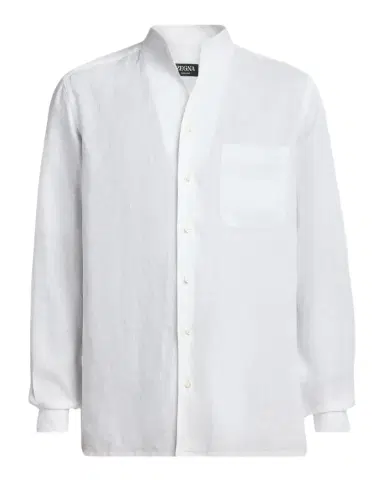 Zegna Men's Oasi Linen Stand-Collar Button-Down Shirt | Thumbnail 1 Zegna Men's Oasi Linen Stand-Collar Button-Down Shirt | Thumbnail 1