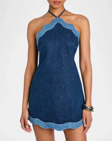 Retrofête Tasia Denim Halter Dress | Thumbnail 4 Retrofête Tasia Denim Halter Dress | Thumbnail 4