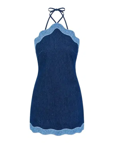 Retrofête Tasia Denim Halter Dress | Thumbnail 1 Retrofête Tasia Denim Halter Dress | Thumbnail 1
