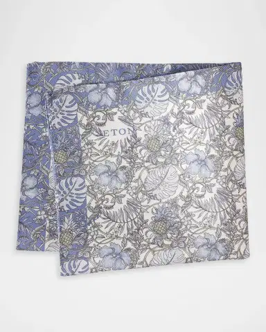 Eton Men's Tropical Floral Silk Pocket Square | Thumbnail 2 Eton Men's Tropical Floral Silk Pocket Square | Thumbnail 2