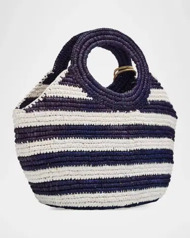 BTB Los Angeles Knot Mini Striped Raffia Tote Bag with Starfish Charm | Thumbnail 3 BTB Los Angeles Knot Mini Striped Raffia Tote Bag with Starfish Charm | Thumbnail 3