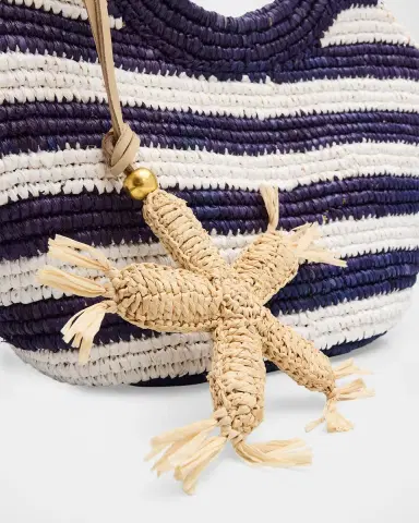 BTB Los Angeles Knot Mini Striped Raffia Tote Bag with Starfish Charm | Thumbnail 6 BTB Los Angeles Knot Mini Striped Raffia Tote Bag with Starfish Charm | Thumbnail 6
