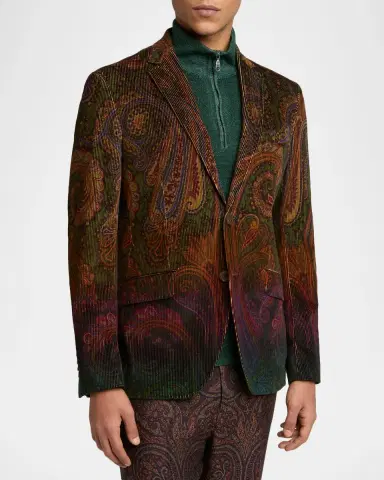 Etro Men's Roma Paisley Corduroy Single-Breasted Jacket | Thumbnail 4 Etro Men's Roma Paisley Corduroy Single-Breasted Jacket | Thumbnail 4