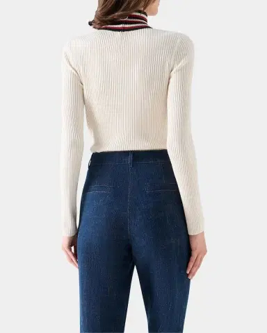Akris punto Stripe Mock Turtleneck Wool Sweater | Thumbnail 3 Akris punto Stripe Mock Turtleneck Wool Sweater | Thumbnail 3