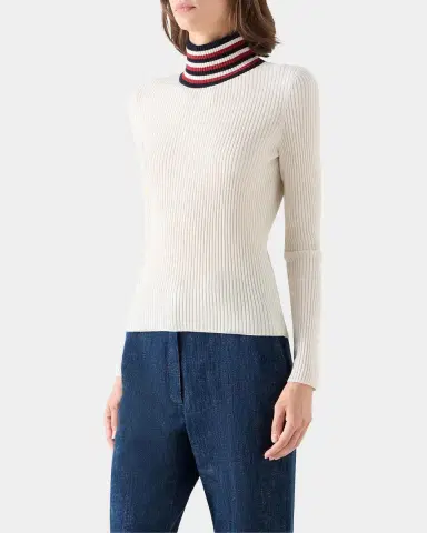 Akris punto Stripe Mock Turtleneck Wool Sweater | Thumbnail 6 Akris punto Stripe Mock Turtleneck Wool Sweater | Thumbnail 6