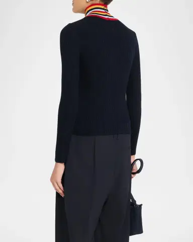 Akris punto Stripe Mock Turtleneck Wool Sweater | Thumbnail 3 Akris punto Stripe Mock Turtleneck Wool Sweater | Thumbnail 3