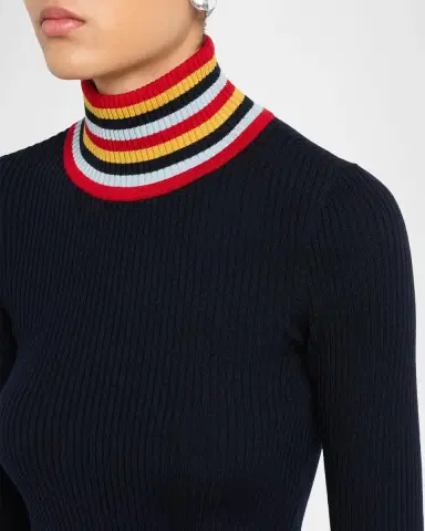 Akris punto Stripe Mock Turtleneck Wool Sweater | Thumbnail 5 Akris punto Stripe Mock Turtleneck Wool Sweater | Thumbnail 5