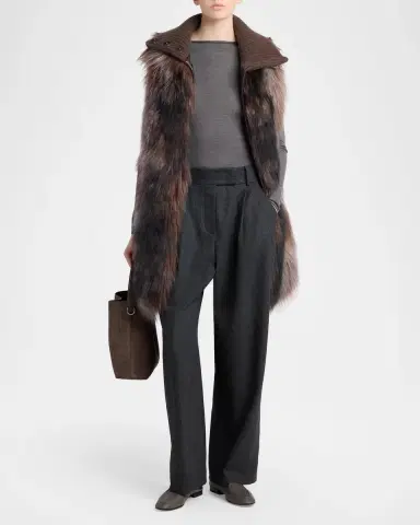 Giorgio Armani Shearling Vest with Knit Collar | Thumbnail 2 Giorgio Armani Shearling Vest with Knit Collar | Thumbnail 2
