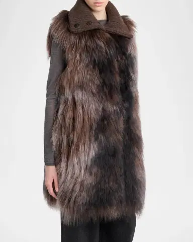 Giorgio Armani Shearling Vest with Knit Collar | Thumbnail 4 Giorgio Armani Shearling Vest with Knit Collar | Thumbnail 4