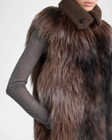 Giorgio Armani Shearling Vest with Knit Collar | Thumbnail 5 Giorgio Armani Shearling Vest with Knit Collar | Thumbnail 5