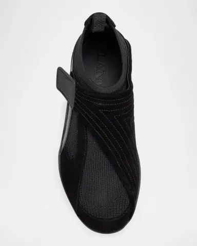Lanvin Men's Mesh Knit and Leather Grip-Strap Sneakers | Thumbnail 6 Lanvin Men's Mesh Knit and Leather Grip-Strap Sneakers | Thumbnail 6