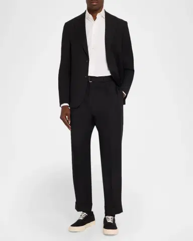 OFFICINE GÉNÉRALE Men's Hugo Wool Belted Trousers | Thumbnail 2 OFFICINE GÉNÉRALE Men's Hugo Wool Belted Trousers | Thumbnail 2