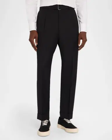 OFFICINE GÉNÉRALE Men's Hugo Wool Belted Trousers | Thumbnail 4 OFFICINE GÉNÉRALE Men's Hugo Wool Belted Trousers | Thumbnail 4