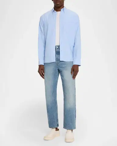 OFFICINE GÉNÉRALE Men's Cotton Oxford Button-Down Shirt | Thumbnail 2 OFFICINE GÉNÉRALE Men's Cotton Oxford Button-Down Shirt | Thumbnail 2