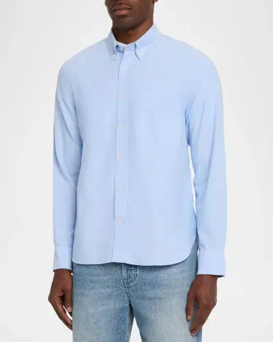 OFFICINE GÉNÉRALE Men's Cotton Oxford Button-Down Shirt | Thumbnail 4 OFFICINE GÉNÉRALE Men's Cotton Oxford Button-Down Shirt | Thumbnail 4