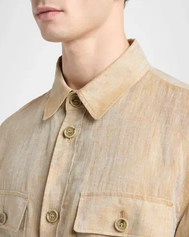 Giorgio Armani Men's Linen Relaxed-Fit Field Jacket | Thumbnail 5 Giorgio Armani Men's Linen Relaxed-Fit Field Jacket | Thumbnail 5