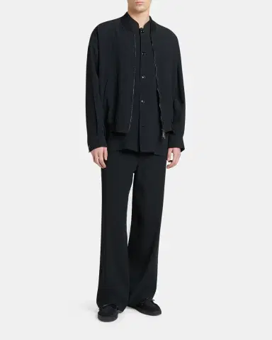 Giorgio Armani Men's Seersucker Band-Collar Guru Shirt | Thumbnail 2 Giorgio Armani Men's Seersucker Band-Collar Guru Shirt | Thumbnail 2