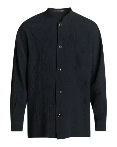 Giorgio Armani Men's Seersucker Band-Collar Guru Shirt | Thumbnail 1 Giorgio Armani Men's Seersucker Band-Collar Guru Shirt | Thumbnail 1