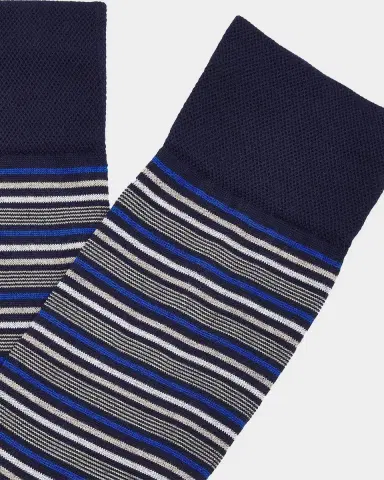 Marcoliani Men's Multi-Stripe Cotton Blend Mid-Calf Socks | Thumbnail 2 Marcoliani Men's Multi-Stripe Cotton Blend Mid-Calf Socks | Thumbnail 2