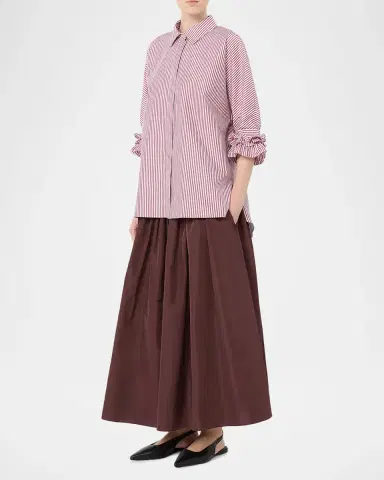 Max Mara Ruffle-Trim Striped Cotton Poplin Shirt | Thumbnail 2 Max Mara Ruffle-Trim Striped Cotton Poplin Shirt | Thumbnail 2