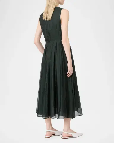 Max Mara Sleeveless Pleated Organza Midi Dress | Thumbnail 3 Max Mara Sleeveless Pleated Organza Midi Dress | Thumbnail 3