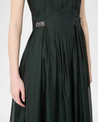 Max Mara Sleeveless Pleated Organza Midi Dress | Thumbnail 5 Max Mara Sleeveless Pleated Organza Midi Dress | Thumbnail 5