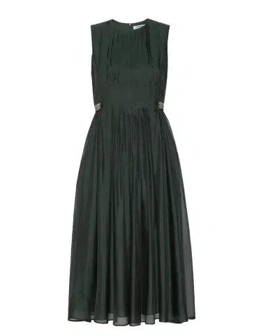 Max Mara Sleeveless Pleated Organza Midi Dress | Thumbnail 1 Max Mara Sleeveless Pleated Organza Midi Dress | Thumbnail 1