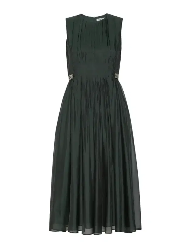 Sleeveless Pleated Organza Midi Dress Sleeveless Pleated Organza Midi Dress