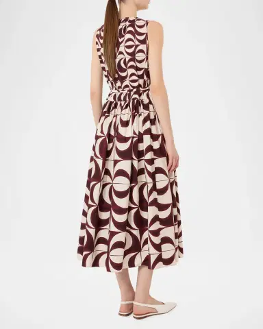 Max Mara Geometric-Print Cotton Poplin Midi Dress | Thumbnail 3 Max Mara Geometric-Print Cotton Poplin Midi Dress | Thumbnail 3
