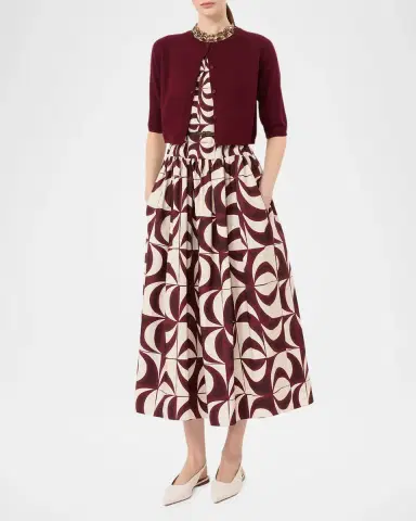 Max Mara Geometric-Print Cotton Poplin Midi Dress | Thumbnail 4 Max Mara Geometric-Print Cotton Poplin Midi Dress | Thumbnail 4