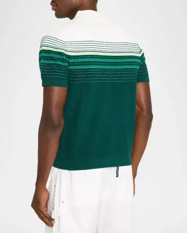 Casablanca Men's Cotton Blend Stripe Knit Polo Shirt | Thumbnail 3 Casablanca Men's Cotton Blend Stripe Knit Polo Shirt | Thumbnail 3