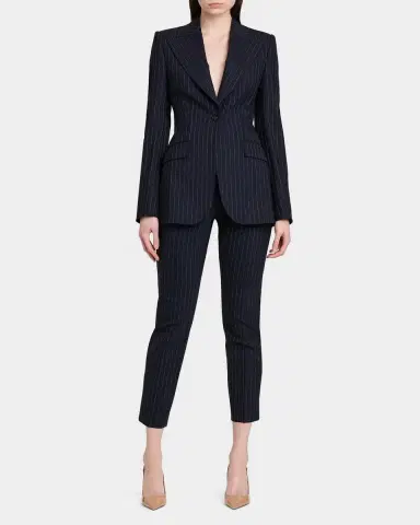Dolce & Gabbana Pinstriped Stretch Virgin-Wool Single-Breasted Blazer | Thumbnail 2 Dolce & Gabbana Pinstriped Stretch Virgin-Wool Single-Breasted Blazer | Thumbnail 2
