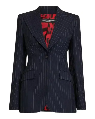 Dolce & Gabbana Pinstriped Stretch Virgin-Wool Single-Breasted Blazer | Thumbnail 1 Dolce & Gabbana Pinstriped Stretch Virgin-Wool Single-Breasted Blazer | Thumbnail 1