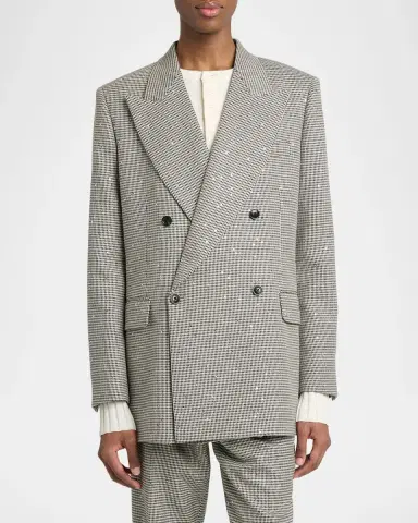 Amiri Men's Houndstooth Double-Breasted Peak Lapel Blazer | Thumbnail 4 Amiri Men's Houndstooth Double-Breasted Peak Lapel Blazer | Thumbnail 4