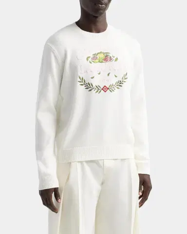 Casablanca Men's X Ladurée Cotton Crewneck Sweater | Thumbnail 4 Casablanca Men's X Ladurée Cotton Crewneck Sweater | Thumbnail 4