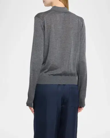 Loulou de Saison Miles Cashmere Long-Sleeve Polo Top | Thumbnail 3 Loulou de Saison Miles Cashmere Long-Sleeve Polo Top | Thumbnail 3