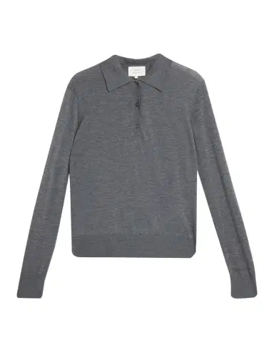 Loulou de Saison Miles Cashmere Long-Sleeve Polo Top | Thumbnail 1 Loulou de Saison Miles Cashmere Long-Sleeve Polo Top | Thumbnail 1