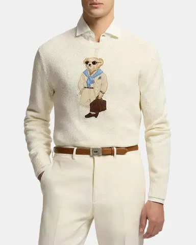 Ralph Lauren Purple Label Men's Polo Bear Silk-Linen Sweater | Thumbnail 4 Ralph Lauren Purple Label Men's Polo Bear Silk-Linen Sweater | Thumbnail 4
