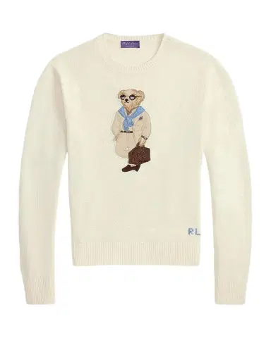 Ralph Lauren Purple Label Men's Polo Bear Silk-Linen Sweater | Thumbnail 1 Ralph Lauren Purple Label Men's Polo Bear Silk-Linen Sweater | Thumbnail 1