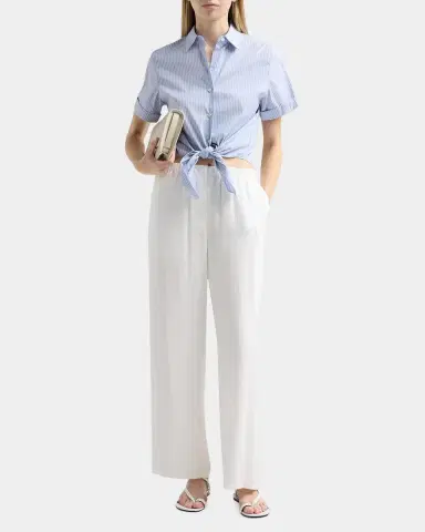 Theory Pinstripe Cotton-Blend Tie Shirt | Thumbnail 2 Theory Pinstripe Cotton-Blend Tie Shirt | Thumbnail 2