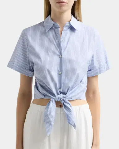 Theory Pinstripe Cotton-Blend Tie Shirt | Thumbnail 5 Theory Pinstripe Cotton-Blend Tie Shirt | Thumbnail 5