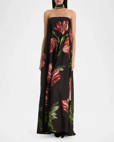 Alice + Olivia Maricela Floral Scarf Maxi Dress | Thumbnail 2 Alice + Olivia Maricela Floral Scarf Maxi Dress | Thumbnail 2